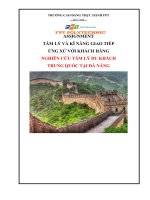 Assigment NGHIÊN CỨU TÂM LÝ DU KHÁCH TRUNG QUỐC TẠI ĐÀ NẴNG