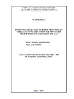 Nâng cao chất lượng nguồn nhân lực cán bộ công chức trong các cơ quan hành chính cấp tỉnh tại bắc kạn tt tiếng anh 