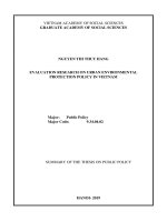 Đánh giá chính sách bảo vệ môi trường đô thị ở việt nam hiện nay tt tiếng anh 