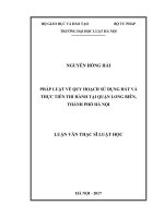 Pháp luật về quy hoạch sử dụng đất và thực tiễn thi hành tại quận long biên, thành phố hà nội  