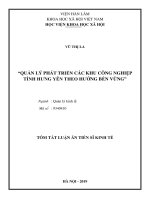Quản lý phát triển các khu công nghiệp tỉnh hưng yên theo hướng bền vững tt 