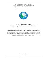 NGHIÊN CỨU XÂY DỰNG QUY TRÌNH ỨNG DỤNG MÔ HÌNH TÍNH TOÁN CHẤT LƯỢNG NƯỚC BIỂN VÀ VẬN CHUYỂN BÙN CÁT PHỤC VỤ QUẢN LÝ TỔNG HỢP TÀI NGUYÊN, BẢO VỆ MÔI TRƯỜNG BIỂN VÀ HẢI ĐẢO