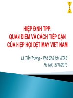 HIỆP ĐỊNH TPP: QUAN ĐIỂM VÀ CÁCH TIẾP CẬN CỦA HIỆP HỘI DỆT MAY VIỆT NAM