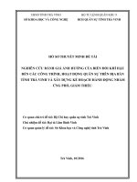 NGHIÊN CỨU ĐÁNH GIÁ ẢNH HƯỞNG CỦA BIẾN ĐỔI KHÍ HẬU ĐẾN CÁC CÔNG TRÌNH, HOẠT ĐỘNG QUÂN SỰ TRÊN ĐỊA BÀN TỈNH TRÀ VINH VÀ XÂY DỰNG KẾ HOẠCH HÀNH ĐỘNG NHẰM ỨNG PHÓ, GIẢM THIỂU