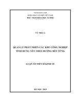 Quản lý phát triển các khu công nghiệp tỉnh hưng yên theo hướng bền vững 