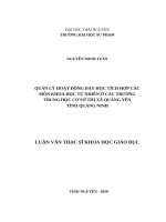 Quản lý hoạt động dạy học tích hợp các môn khoa học tự nhiên ở các trường trung học cơ sở thị xã quảng yên tỉnh quảng ninh 