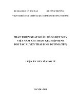 Phát triển xuất khẩu hàng dệt may việt nam khi tham gia hiệp định đối tác xuyên thái bình dương (TPP)