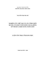 Nghiên cứu chế tạo và các tính chất quang của hạt nano kim loại au bằng kỹ thuật laser xung nano giây 