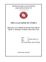 hiệu quả của chính sách tiền tệ ở trung quốc và bài học áp dụng cho việt nam