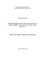 Đánh giá hiệu quả sử dụng đất sản xuất nông nghiệp tại huyện ngân sơn, tỉnh bắc kạn 