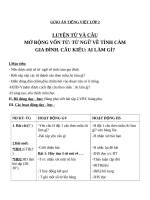 Giáo án Tiếng Việt 2 tuần 14 bài: Luyện từ và câu  Mở rộng vốn từ: Từ ngữ về tình cảm gia đình. Câu kiểu Ai làm gì?. Dấu chấm, dấu chấm hỏi