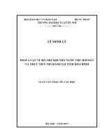 Pháp luật về hỗ trợ khi nhà nước thu hồi đất và thực tiễn thi hành tại tỉnh hòa bình  