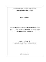 Bảo đảm quyền con người trong lĩnh vực quản lý nhà nước về hộ tịch từ thực tiễn Thành phố Hồ Chí Minh (Luận văn thạc sĩ)