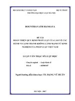 Hoàn thiện quy định pháp luật của lào về các hành vi cạnh tranh không lành mạnh từ kinh nghiệm của pháp luật việt nam  