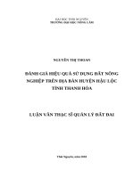 Đánh giá hiệu quả sử dụng đất nông nghiệp trên địa bàn huyện hậu lộc tỉnh thanh hóa 