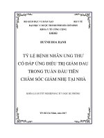 Đáp ứng điều trị giảm đau trên bệnh nhân ung thư giai đoạn tiên triển trong tuần đầu tiên được chăm sóc giảm nhẹ tại nhà năm 2017