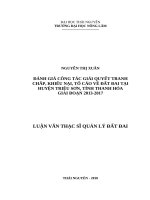 Đánh giá công tác giải quyết tranh chấp, khiếu nại, tố cáo về đất đai tại huyện triệu sơn, tỉnh thanh hóa giai đoạn 2013 2017 