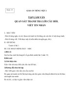 Giáo án Tiếng Việt 2 tuần 14 bài: Tập làm văn  Quan sát tranh, trả lời câu hỏi. Viết nhắn tin