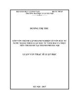Góp vốn thành lập doanh nghiệp có vốn đầu tư nước ngoài theo luật đầu tư năm 2014 và thực tiễn thi hành tại thành phố hà nội  