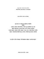 Quản lý hoạt động phối hợp giữa nhà trường với gia đình và xã hội trong giáo dục kỹ năng sống cho học sinh tiểu học tại các trường tiểu học thành phố hạ long tỉnh quảng ninh 