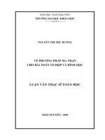 Về phương pháp ma trận cho bài toán tổ hợp và hình học 