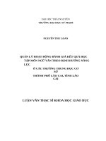 Quản lý hoạt động đánh giá kết quả học tập môn ngữ văn theo định hướng năng lực ở các trường trung học cơ sở thành phố lào cai, tỉnh lào cai 