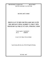 Pháp luật về bồi thường khi nhà nước thu hồi đất nông nghiệp và thực tiễn thi hành tại thị xã từ sơn, tỉnh bắc ninh  