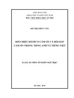 ĐỐI CHIẾU HÀNH VI CẢM ƠN VÀ HỒI ĐÁP CẢM ƠN TRONG TIẾNG ANH VÀ TIẾNG VIỆT