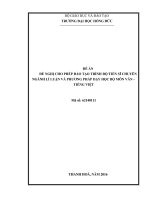 ĐỀ ÁN ĐỀ NGHỊ CHO PHÉP ĐÀO TẠO TRÌNH ĐỘ TIẾN SĨ CHUYÊN NGÀNH LÍ LUẬN VÀ PHƯƠNG PHÁP DẠY HỌC BỘ MÔN VĂN – TIẾNG VIỆT