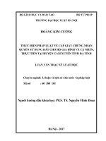 Thực hiện pháp luật về cấp giấy chứng nhận quyền sử dụng đất cho hộ gia đình và cá nhân, thực tiễn tại huyện cẩm xuyên tỉnh hà tĩnh  