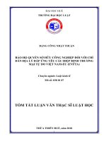 Bảo hộ quyền sở hữu công nghiệp đối với chỉ dẫn địa lý đáp ứng yêu cầu hiệp định thương mại tự do việt nam EU (EVFTA) (tt) 