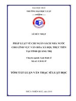 Pháp luật về chi ngân sách nhà nước cho lĩnh vực văn hóa   xã hội, qua thực tiễn tỉnh quảng trị   (tt) 