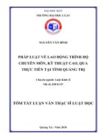 Pháp luật về lao động trình độ chuyên môn, kỹ thuật cao, qua thực tiễn tại tỉnh quảng trị (tt) 
