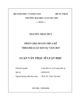 Phân chia di sản thừa kế theo bộ luật dân sự năm 2015  