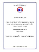 Pháp luật về an toàn thực phẩm trong hoạt động kinh doanh, qua thực tiễn tại tỉnh quảng trị (tt) 