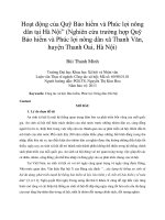 Hoạt động của Quỹ Bảo hiểm và Phúc lợi nông dân tại Hà Nội” (Nghiên cứu trường hợp Quỹ Bảo hiểm và Phúc lợi nông dân xã Thanh Văn, huyện Thanh Oai, Hà Nội)