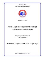 Pháp luật về hỗ trợ doanh nghiệp khởi nghiệp sáng tạo (tt) 