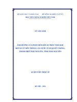 Ảnh hưởng của phân bón đến sự phát thải khí metan từ đất trồng lúa nước ở xã quyết thắng, thành phố thái nguyên, tỉnh thái nguyên 