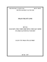 Giao kết, thực hiện hợp đồng theo quy định của bộ luật dân sự năm 2015  