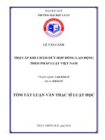 Trợ cấp khi chấm dứt hợp đồng lao động theo pháp luật việt nam (tt) 