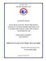 Quyền được làm việc trong môi trường an toàn của người lao động theo pháp luật lao động việt nam, qua thực tiễn áp dụng tại tỉnh quảng trị (tt) 