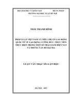 Pháp luật việt nam và tiêu chuẩn lao động quốc tế về lao động cưỡng bức thực tiễn thực hiện trong một số trại giam hiện nay và những vấn đề đặt ra  