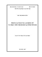 Pháp luật bảo vệ lao động nữ và thực tiễn thi hành tại tỉnh yên bái  