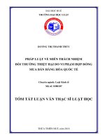 Pháp luật về miễn trách nhiệm bồi thường thiệt hại do vi phạm hợp đồng mua bán hàng hóa quốc tế (tt) 