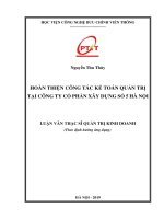 Hoàn thiện công tác kế toán quản trị tại công ty cổ phần xây dựng số 5 Hà Nội (Luận văn thạc sĩ)
