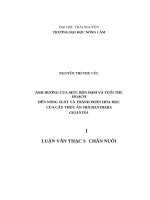 Ảnh hưởng của mức bón đạm và tuổi thu hoạch đến năng suất và thành phần hóa học của cây thức ăn trichanthera gigantea 
