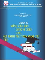 NHỮNG KIẾN THỨC CHUNG về CHIẾN lược, QUY HOẠCH PHÁT TRIỂN NGÀNH THƯ VIỆN 