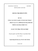 Nâng cao chất lượng văn bản quy phạm pháp luật của chính quyền địa phương trong giai đoạn hiện nay  