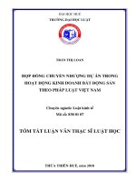 Hợp đồng chuyển nhượng dự án trong hoạt động kinh doanh bất động sản theo pháp luật việt nam (tt) 