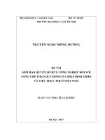 Giới hạn quyền sở hữu công nghiệp đối với sáng chế theo quy định của hiệp định TRIPS và việc thực thi ở việt nam  